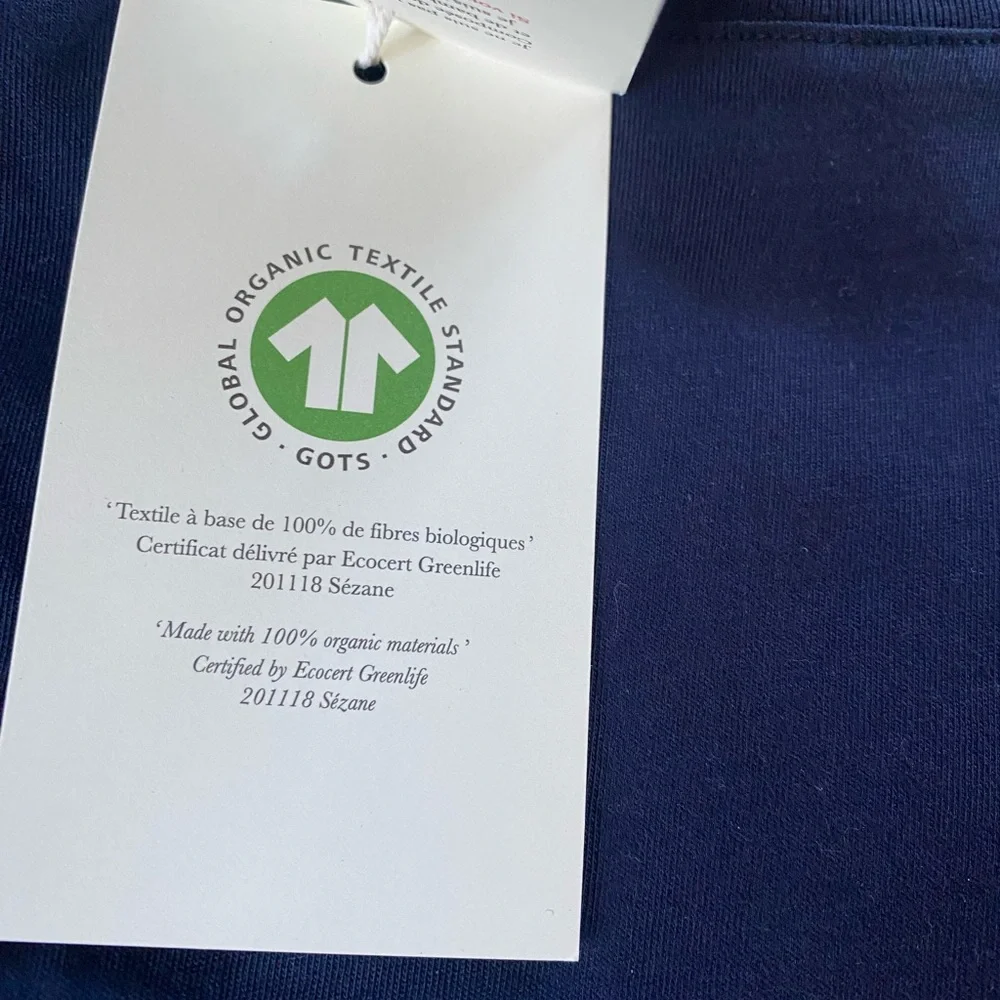 Sezane Conrad T-Shirt Marine Blue with Embroidered Monogram XS NWT - Picture 6 of 7